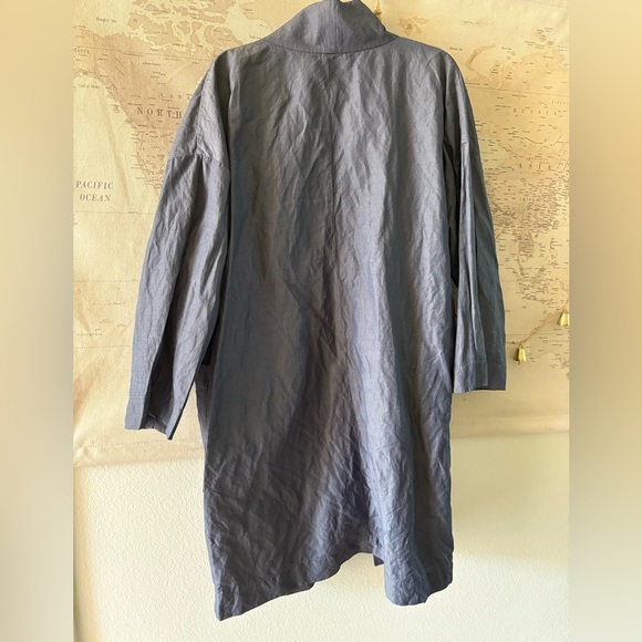 Eileen Fisher Jacket Organic Denim Cotton Metallic Thread Coat Size XL Oversized - Picture 8 of 13
